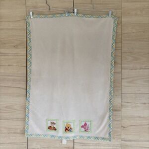 Vintage Disney Winnie The Pooh Tigger Pigle Baby Blanket 39.5x28" Plaid Edge